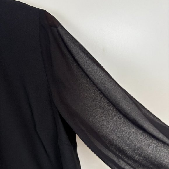 Ann Taylor Black Layered Blouse Sheer Sleeves in Small - Picture 5 of 9